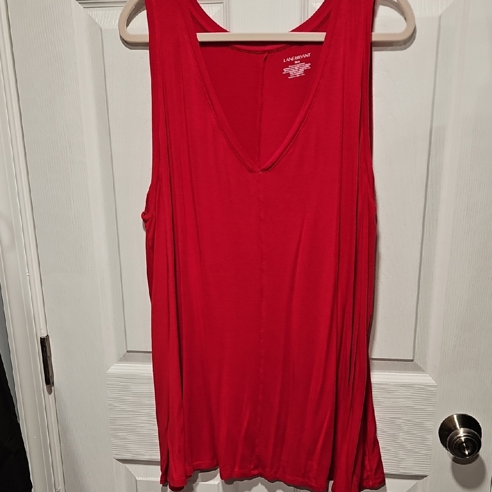 Lane Bryant Red V-Neck Tank Top